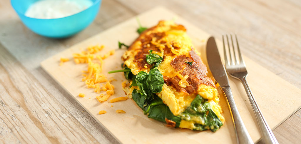 Rezeptbild zu Omelette mit Blattspinat als Abnehmrezept und zum Fettabbau